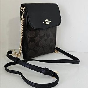 Like New! Coach Signature black / Brown Leather Crossbody bag,